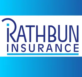 Rathbun Insurance logo on blue gradient background