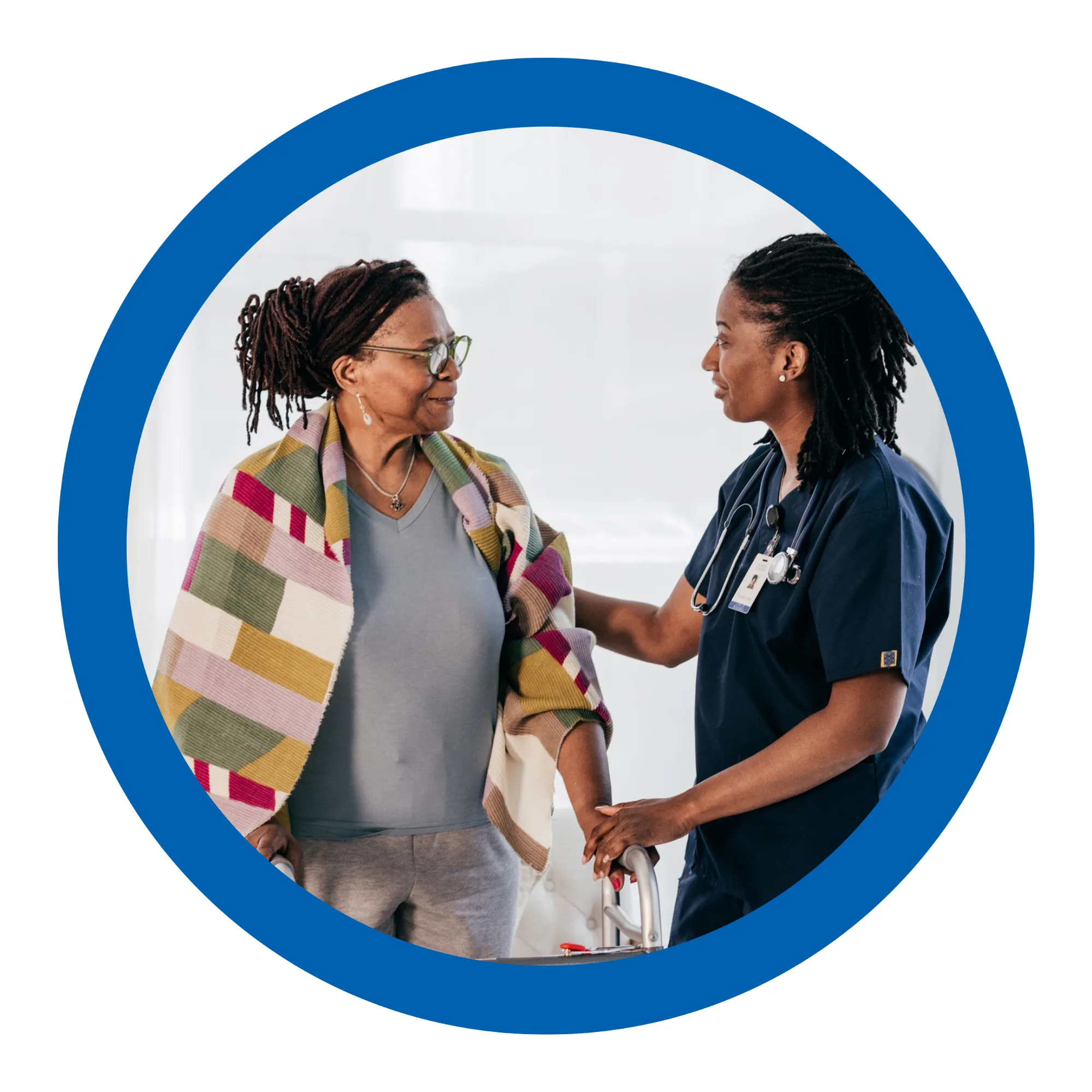 health professional talking to a senior citizen